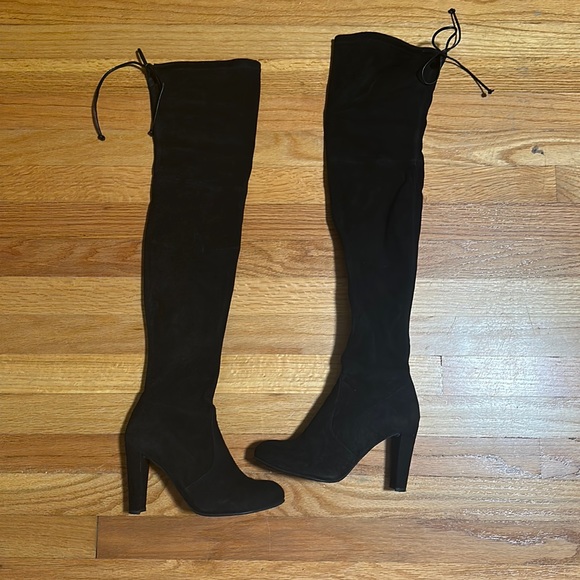 Worn 1x - ‘Highland’ Stretch OTK Boots - Black Suede - Picture 1 of 6